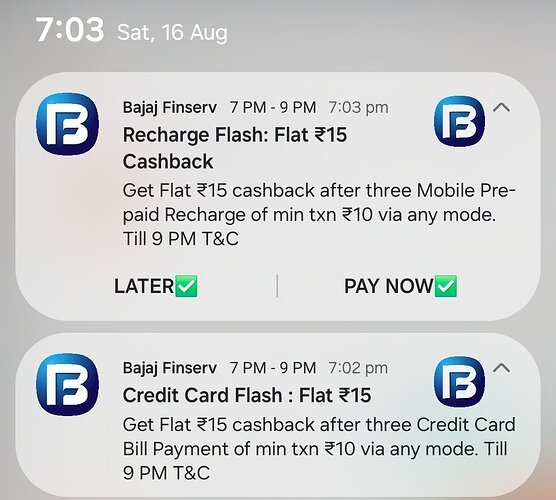 Bajaj Finserv Cashback Offer Screenshot