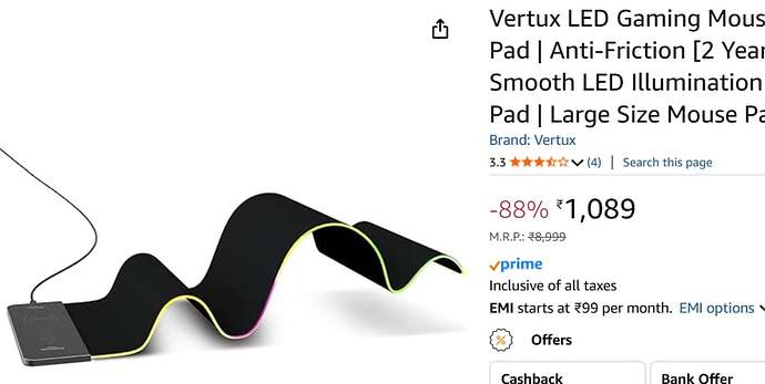 Vertux LED Gaming Mouse Pad