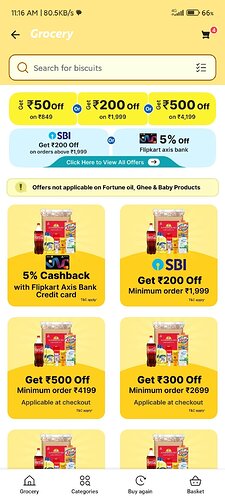 Flipkart Grocery SBI Debit Card Offer