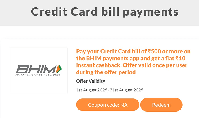 BHIM UPI Credit Card Bill Payment Offer
