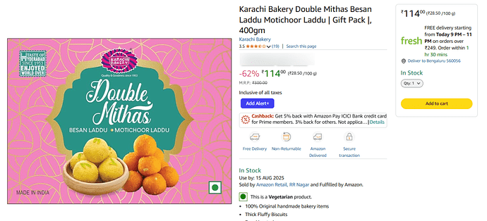 Karachi Bakery Besan Motichoor Laddu