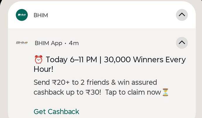 BHIM UPI Offer Screenshot