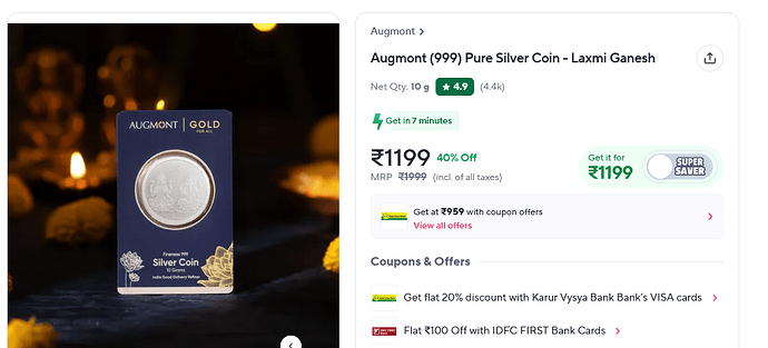 Augmont 999 Pure Silver Coin