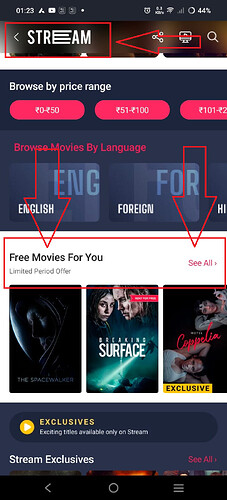 BookMyShow App Free Movies Section