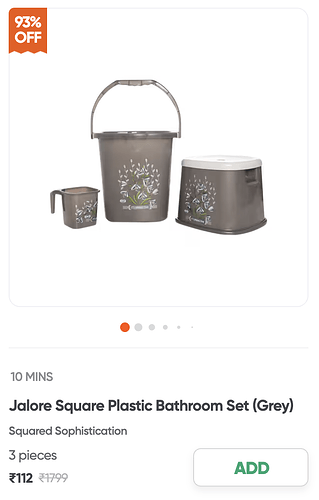 Jalore Square 3-Piece Grey Plastic Bathroom Set