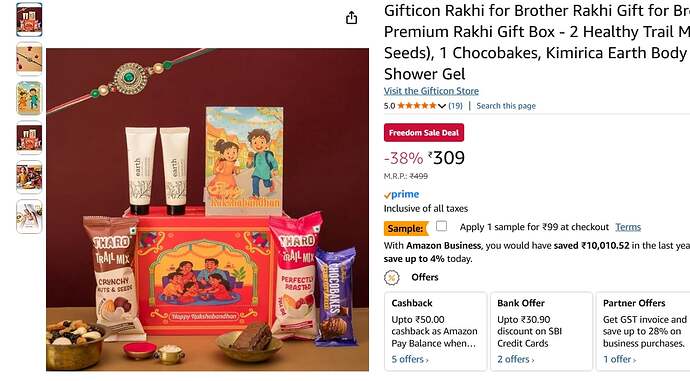 Gifticon Rakhi Gift Box Options