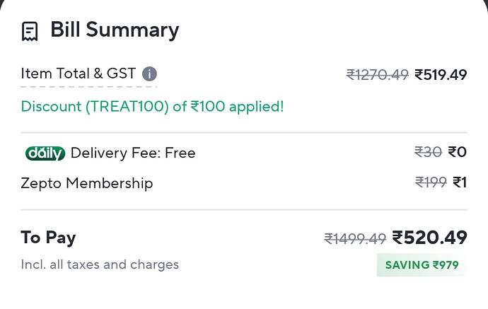 Zepto TREAT100 Coupon