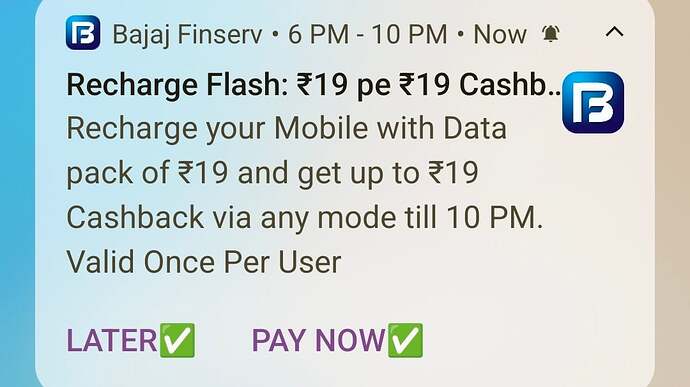 100% Cashback on ₹19 Data Pack Recharge