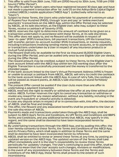 ABCD UPI Offer