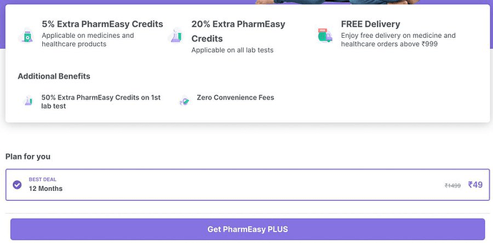PharmEasy Plus Offer