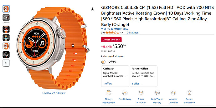 GIZMORE Cult Smartwatch Details