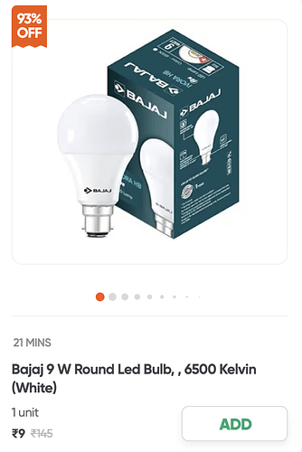 Bajaj 9W LED Bulb Deal on Instamart