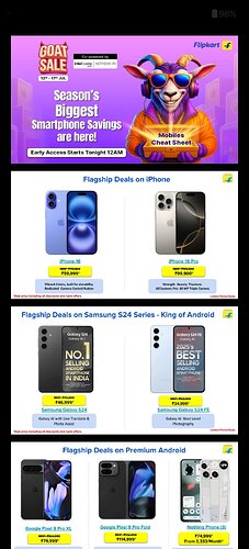 Flipkart G.O.A.T Mobiles Offer