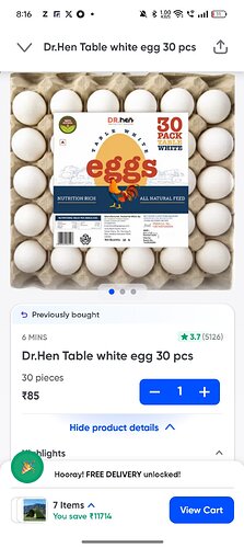 Dr. Hen Eggs Received from Swiggy Instamart