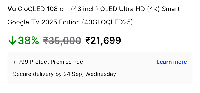 Vu GloQLED 43-inch 4K Smart Google TV