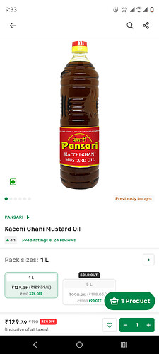 Pansari Kacchi Ghani Mustard Oil Bigbasket Deal