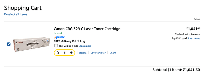 Canon CRG 329 C Laser Toner Cartridge