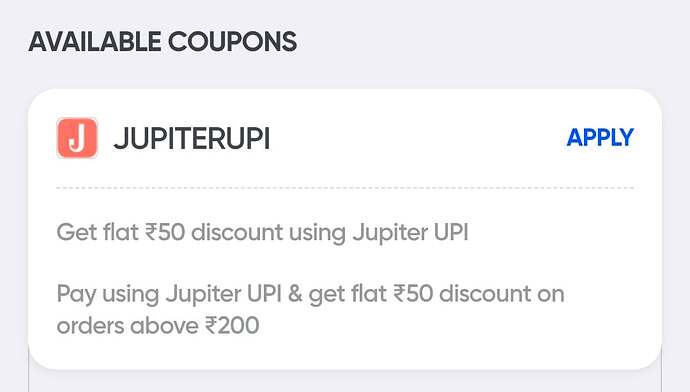 Jupiter UPI Cashback Offer