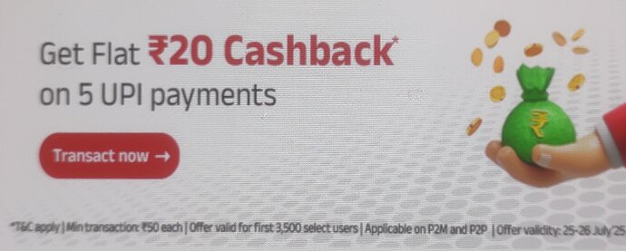 ABCD UPI Cashback Offer