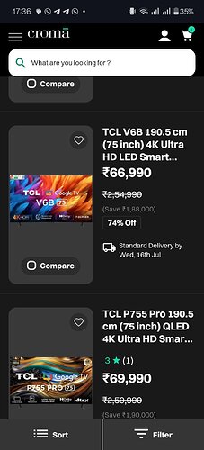 Croma 65+ Inch TVs Sale