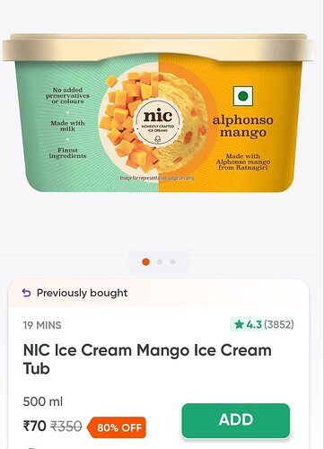 NIC Ice Cream Mango Tub