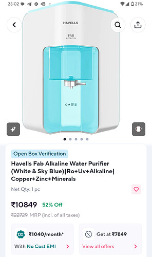 Havells Fab Alkaline Water Purifier