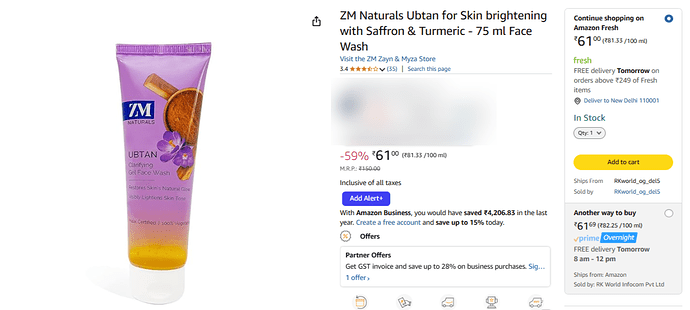 ZM Naturals Ubtan