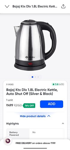 Bajaj 1.8 Litre Electric Kettle