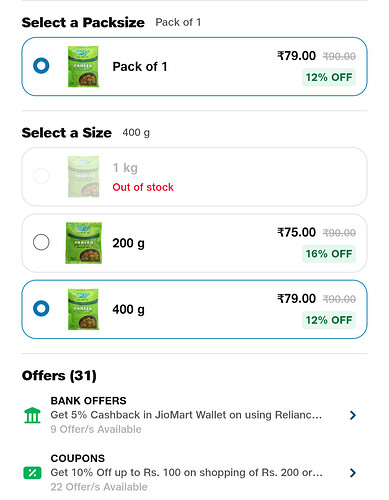 JioMart Paneer 800g Deal