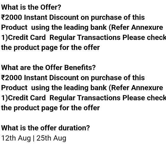 Offer Details Non-EMI