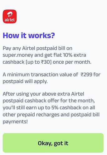 Super.Money Airtel Postpaid Cashback Offer