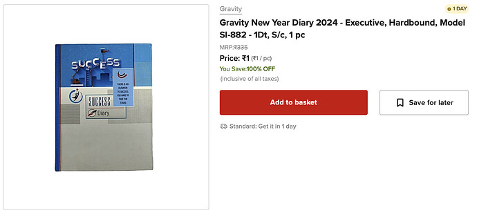 Gravity Executive Diary 2024 Bigbasket Deal