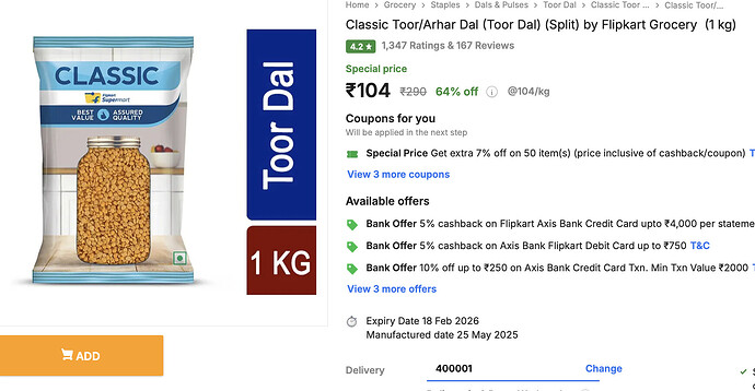 Classic Toor Dal Offer