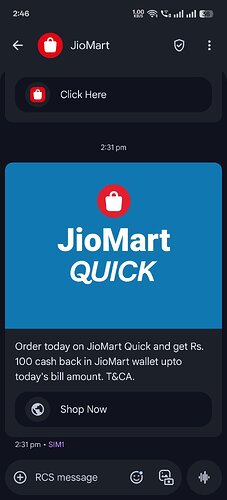 JioMart ₹100 Cashback Offer Screenshot