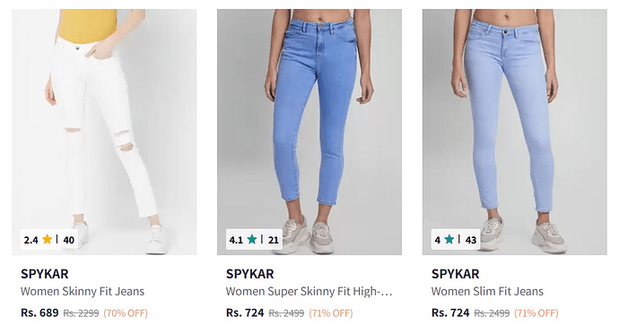 Spykar Jeans Sale on Myntra