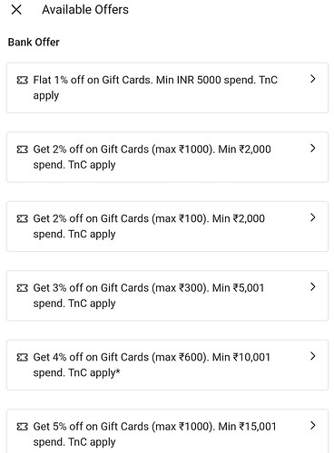 Flipkart Gift Card Denominations