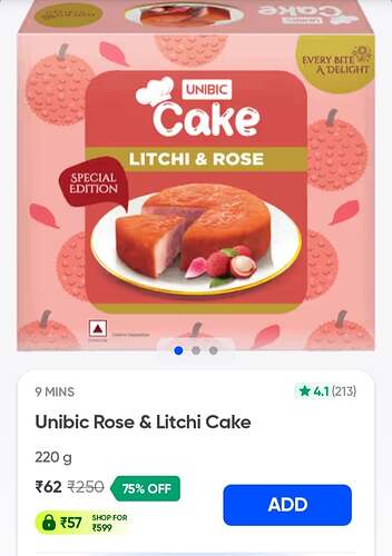 Unibic Rose & Litchi Cake 220g