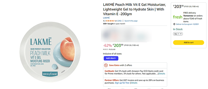 LAKMÉ Peach Milk Moisturizer