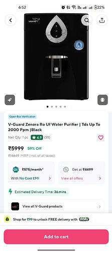V-Guard Zenora Water Purifier
