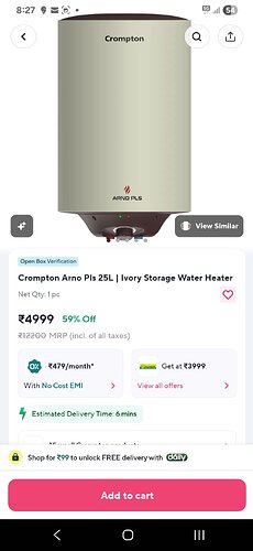 Crompton Arno PLS 25L Ivory Storage Water Heater