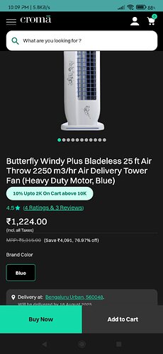 Butterfly Windy Plus Bladeless Tower Fan