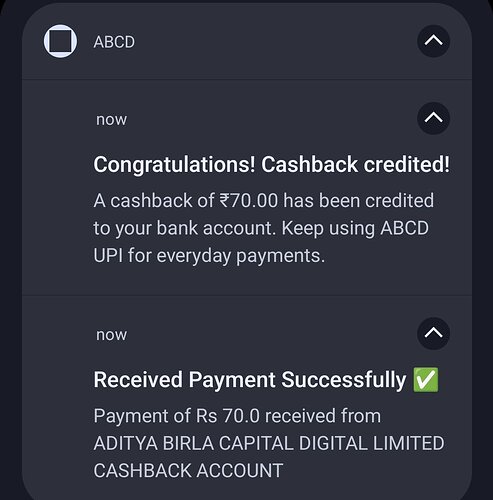 ABCD UPI Cashback Details
