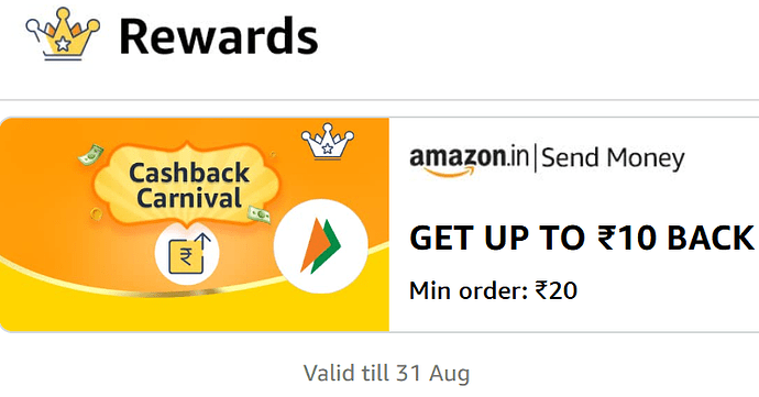 Amazon Pay Send Money Cashback Offer
