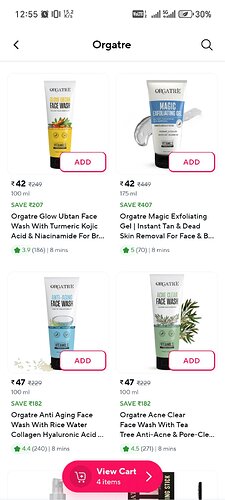 Orgatre Beauty Products on Zepto