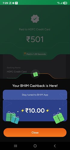 BHIM UPI Credit Card Cashback Offer