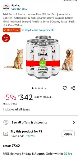 Pawlac Lactose Free Milk for Pets