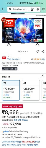 TCL 75-inch 4K QLED Google TV