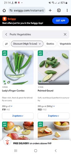 Swiggy Instamart Fruits Vegetables Deal