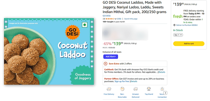 GO DESi Coconut Laddoo
