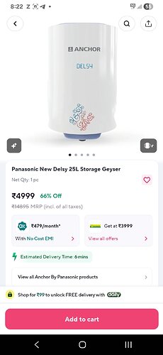 Panasonic New Delsy 25L Storage Geyser